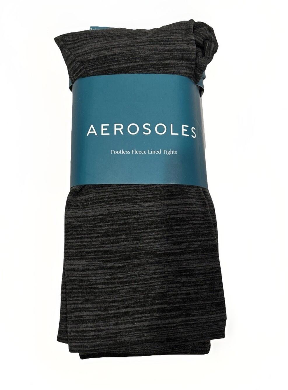 2 Pack Aerosoles Footless Fleece Lined Tights L/xl Gray & Black